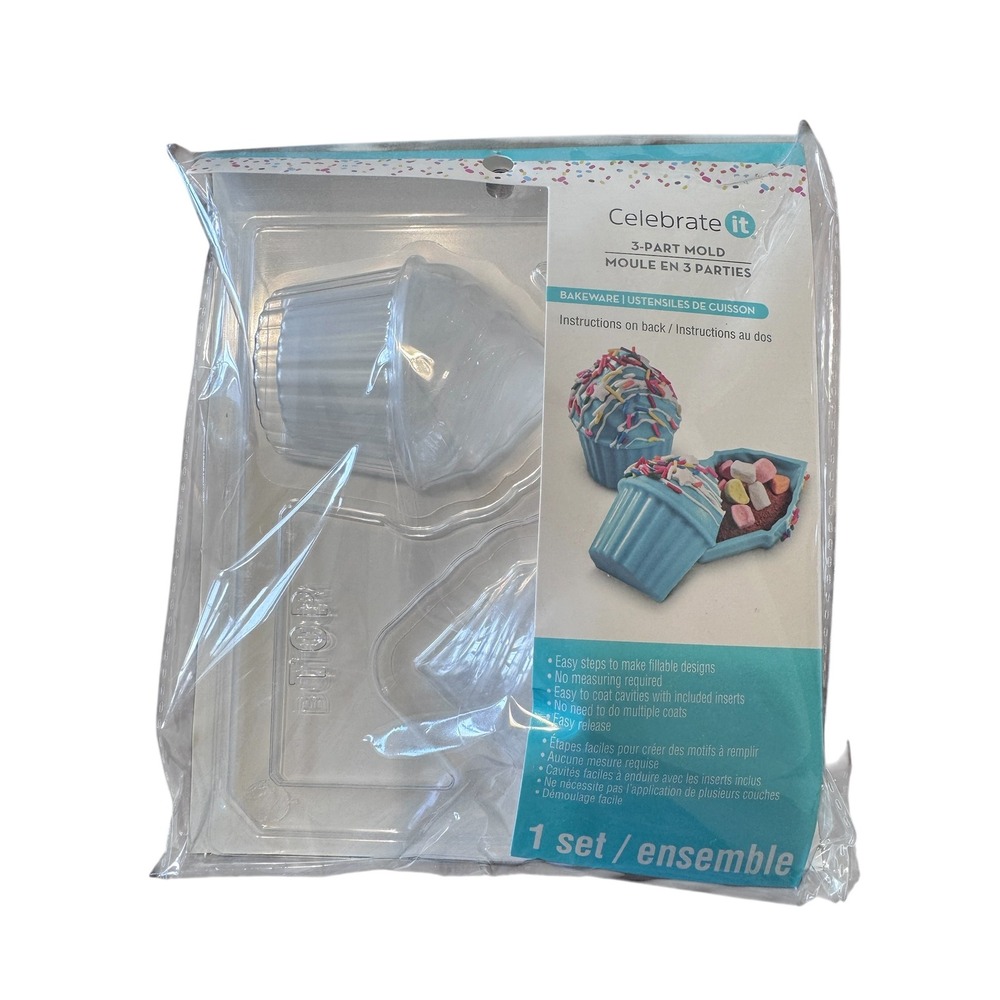 Celebrate It OS Clear Cupcake 3-Part Mold‎ Hot Cocoa Christmas Bomb Maker New